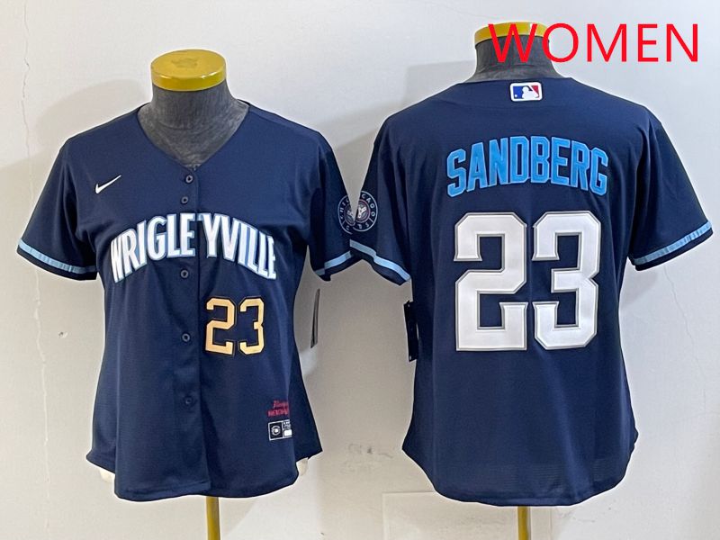 Women Chicago Cubs #23 Sandberg Blue City Edition Game 2025 Nike MLB Jersey style 4